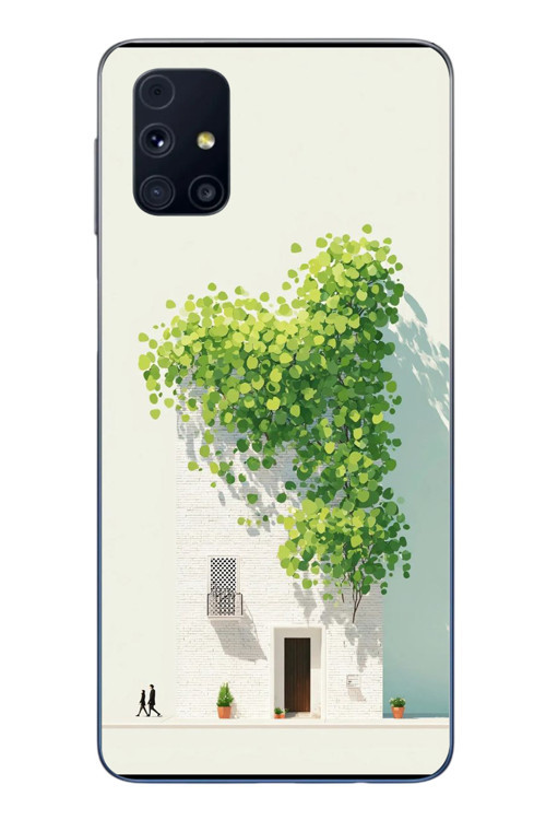 Samsung Galaxy M31s Uyumlu Sarmaşıklı Ev Baskılı Silikon Kılıf