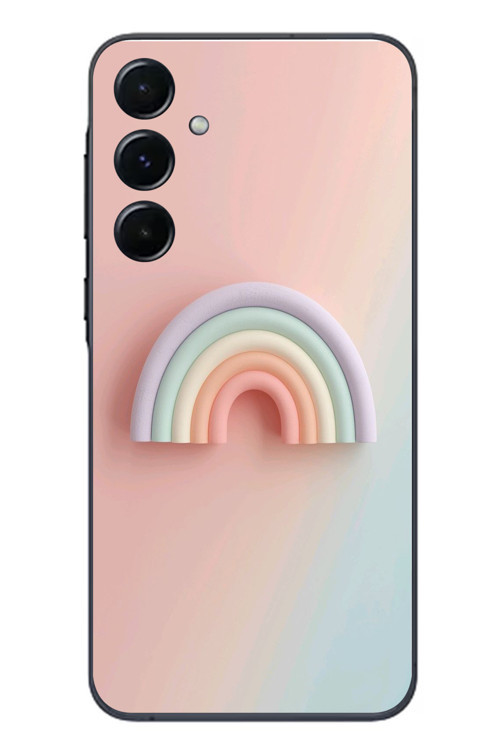 Samsung Galaxy A55 Uyumlu Gökkuşağı Pastel Baskılı Silikon Kılıf