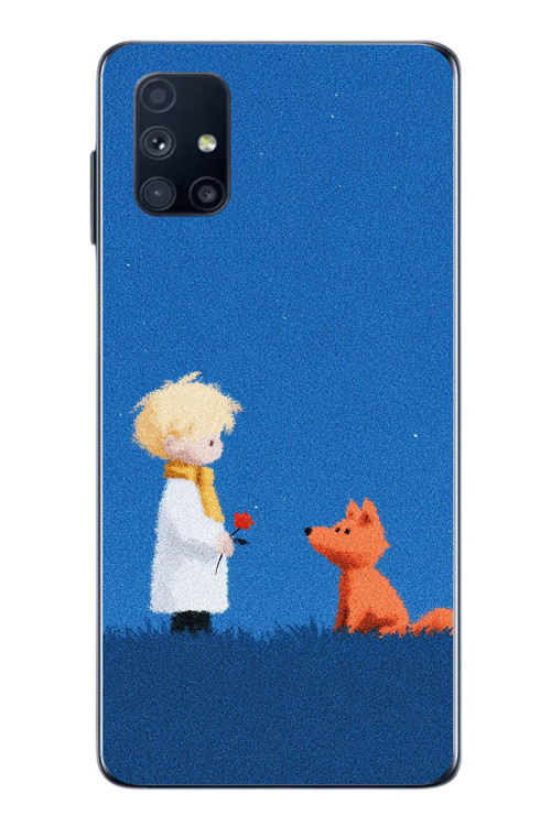 Samsung Galaxy M51 Uyumlu Sarışın Çocuk ve Köpek Baskılı Silikon Kılıf