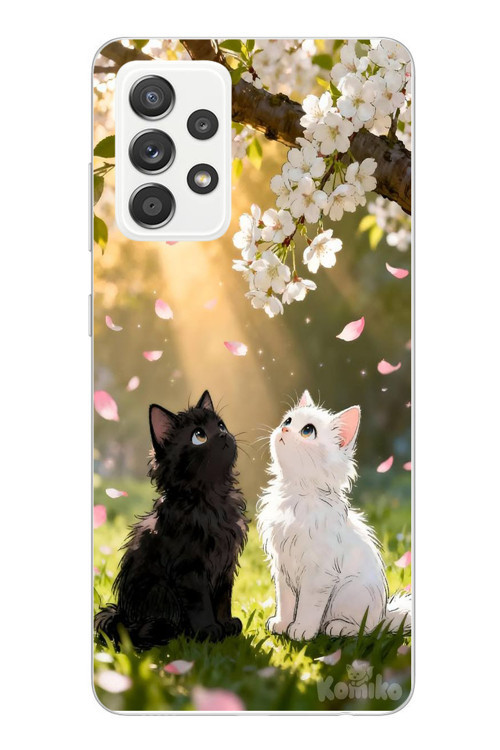 Samsung Galaxy A52 Uyumlu İlkbahar Kedileri Baskılı Silikon Kılıf