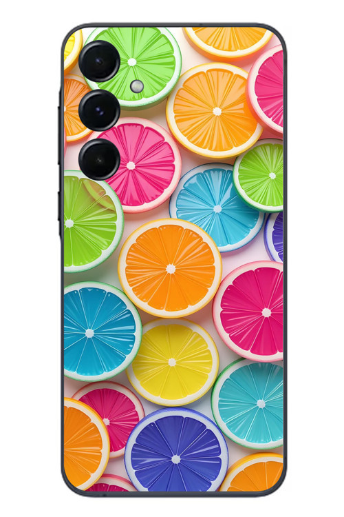 Samsung Galaxy A55 Uyumlu Renkli Lime Dilimler Baskılı Silikon Kılıf