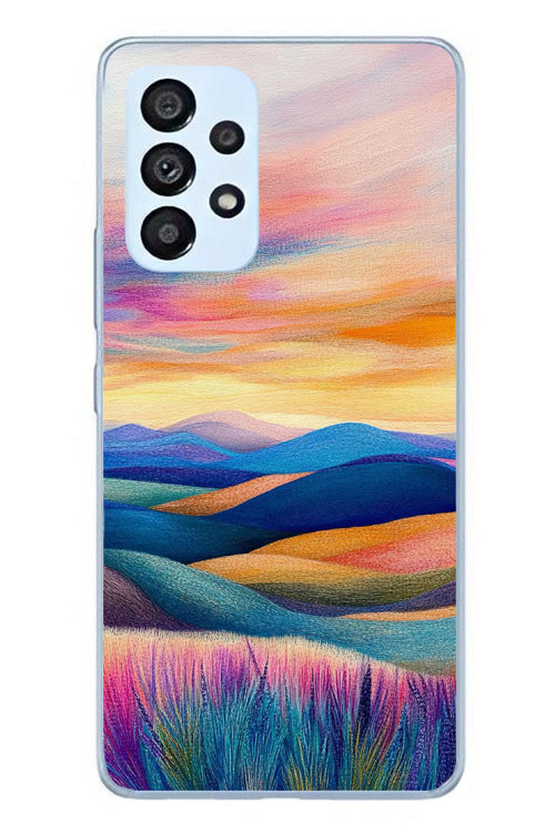 Samsung Galaxy A53 Uyumlu Renkli Pastel Günbatımı Baskılı Silikon Kılıf