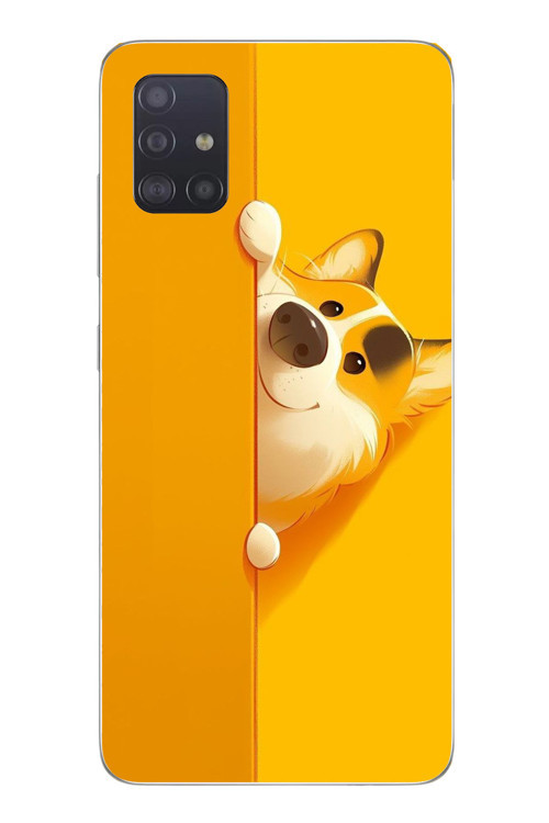 Samsung Galaxy A51 Uyumlu Sarı Köpek Baskılı Silikon Kılıf