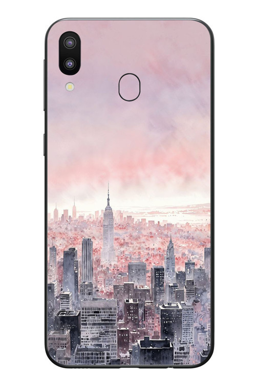 Samsung Galaxy M20 Uyumlu Gökdelenler Baskılı Silikon Kılıf