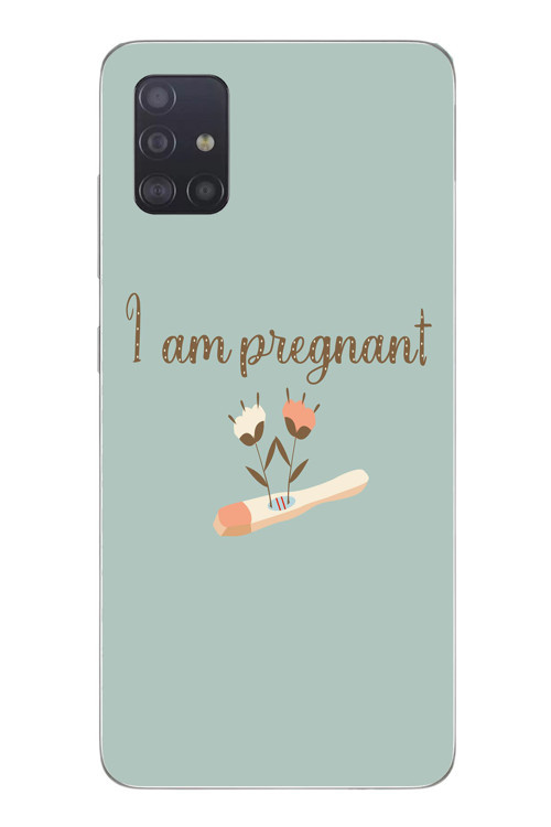Samsung Galaxy A51 Uyumlu I'm Pregnant Baskılı Silikon Kılıf