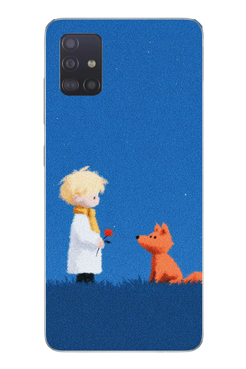 Samsung Galaxy A51 Uyumlu Sarışın Çocuk ve Köpek Baskılı Silikon Kılıf