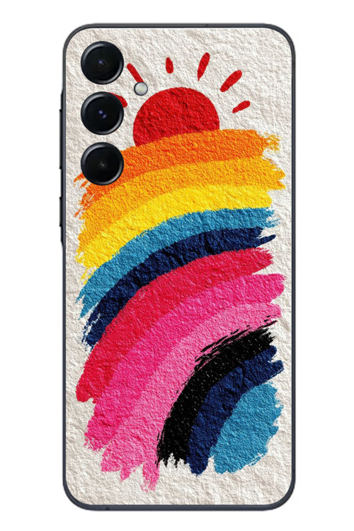 Samsung Galaxy A55 Uyumlu Güneşli Gökkuşağı Baskılı Silikon Kılıf