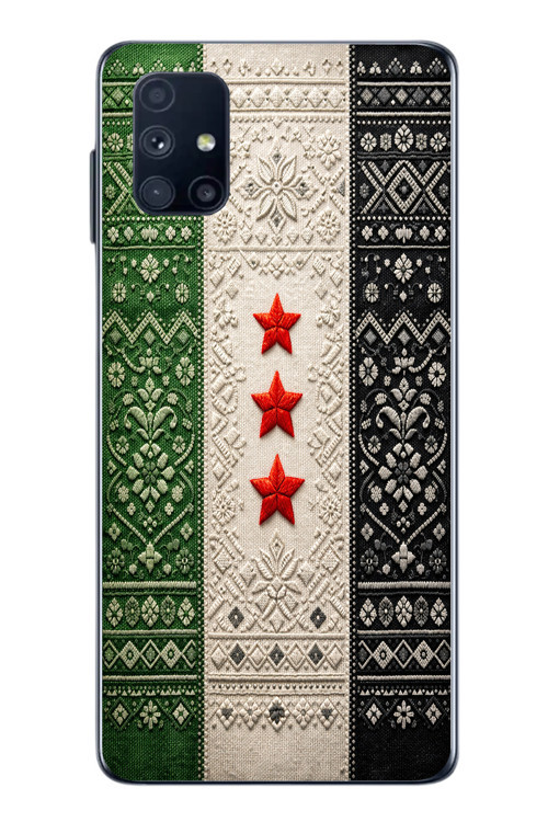 Samsung Galaxy M51 Uyumlu Suriye Bayrağı Dokuma Baskılı Silikon Kılıf