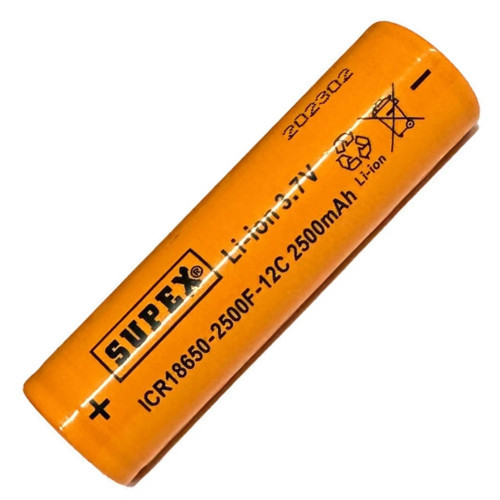 ICR18650 3.7V 2500mAh Li-ion Şarjlı Pil 12C Deşarj Akımı (Başsız)