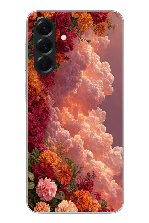 Samsung Galaxy A56 Uyumlu Güller ve Bulutlar Baskılı Silikon Kılıf