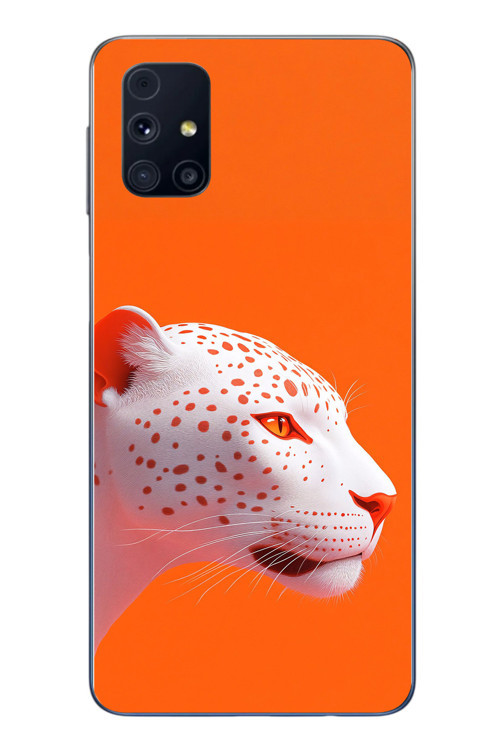 Samsung Galaxy M31s Uyumlu Turuncu Kaplan Baskılı Silikon Kılıf