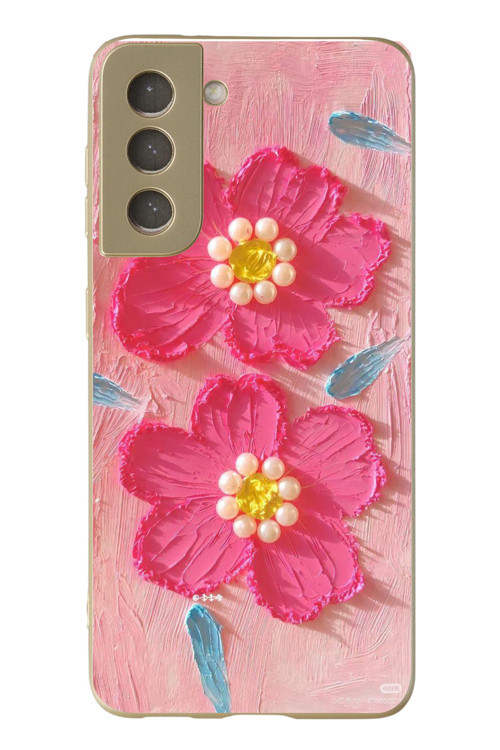 Samsung Galaxy S21 FE Uyumlu İnci Çiçekler Baskılı Silikon Kılıf