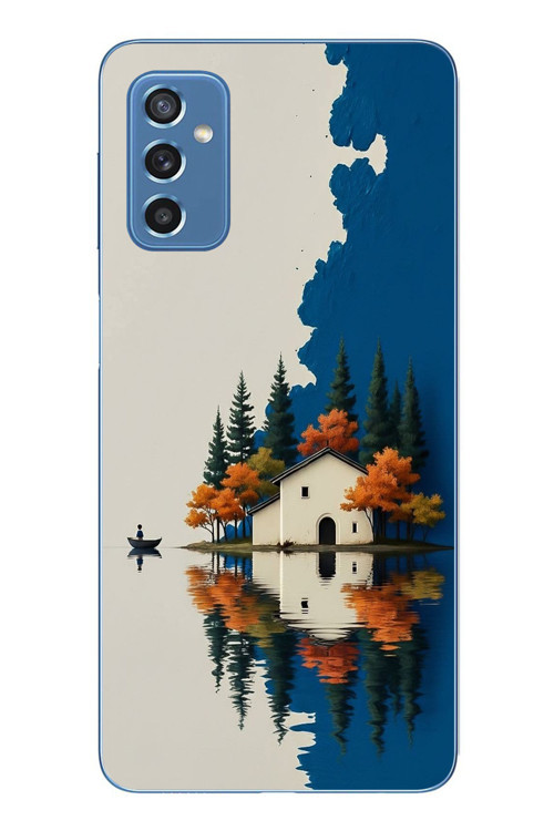 Samsung Galaxy M52 Uyumlu Sonbahar Evi Baskılı Silikon Kılıf