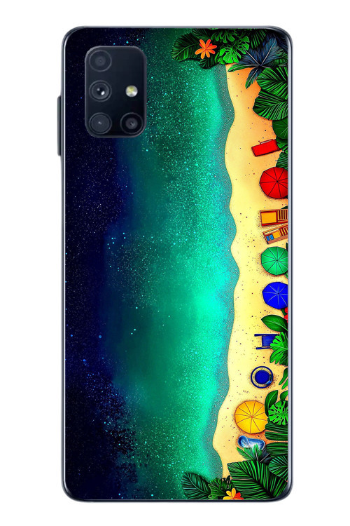 Samsung Galaxy M51 Uyumlu Tatil Kumsal Gecesi Baskılı Silikon Kılıf