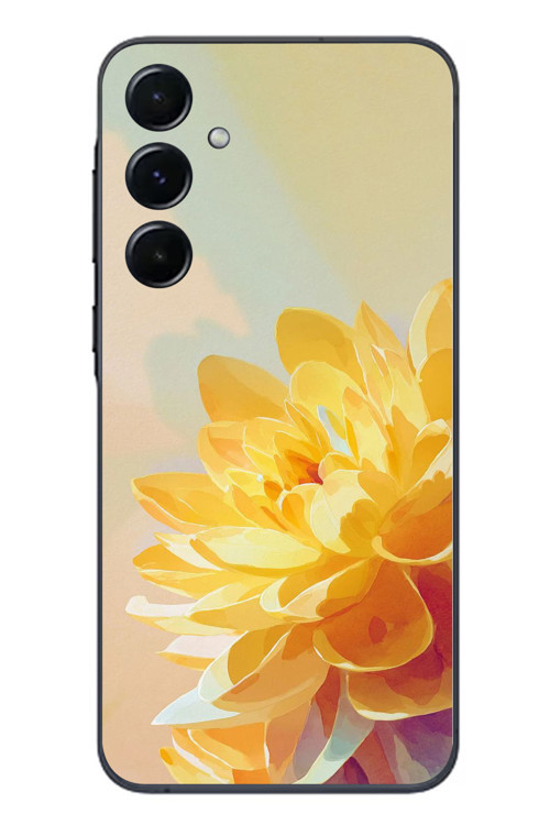 Samsung Galaxy A55 Uyumlu Sarı Çiçek Baskılı Silikon Kılıf