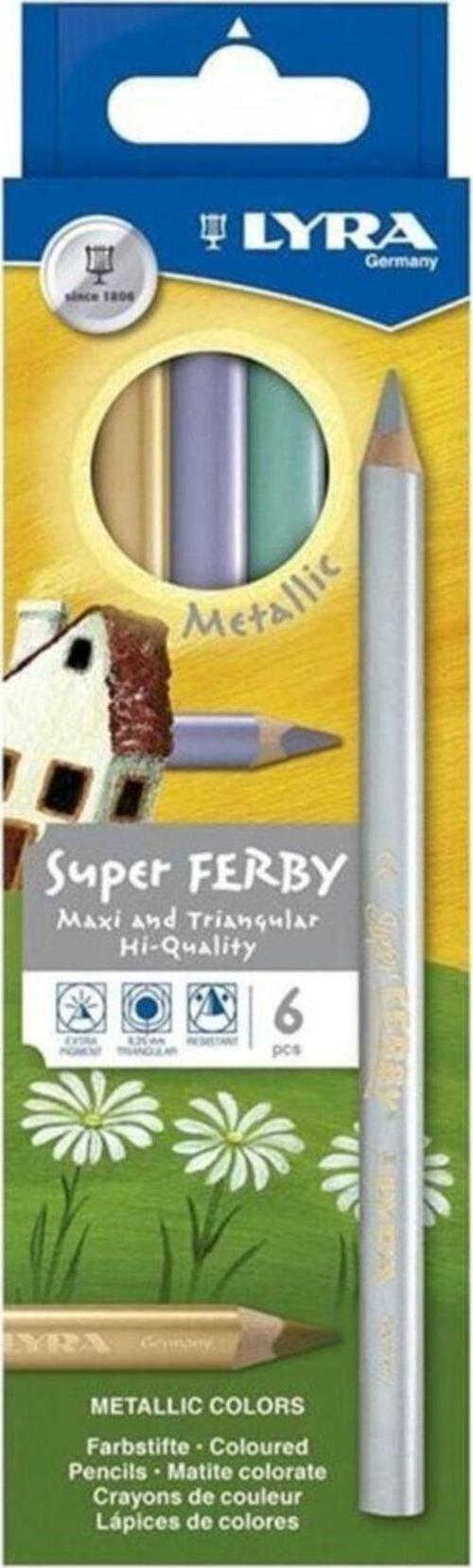 Super Ferby Kuru Boya Kalem Seti 6lı Set Karton Kutu Metalik Tonlar