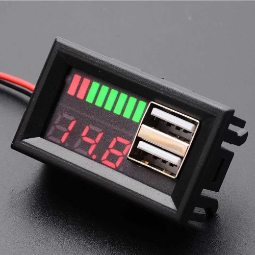 USB Çıkışlı Dijital Voltmetre Ekranlı 5V 2A IOS-Android Çıkışlı