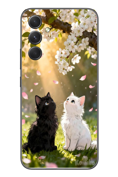 Samsung Galaxy A54 Uyumlu İlkbahar Kedileri Baskılı Silikon Kılıf