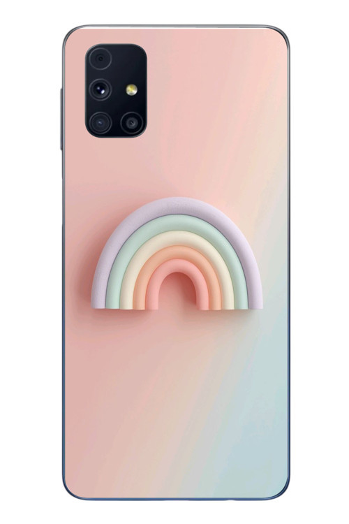 Samsung Galaxy M31s Uyumlu Gökkuşağı Pastel Baskılı Silikon Kılıf