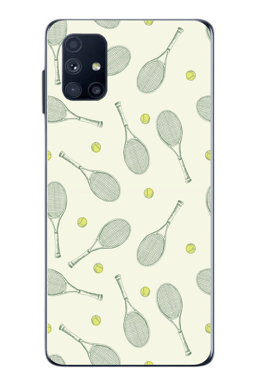 Samsung Galaxy M51 Uyumlu Tenis Raketleri Baskılı Silikon Kılıf