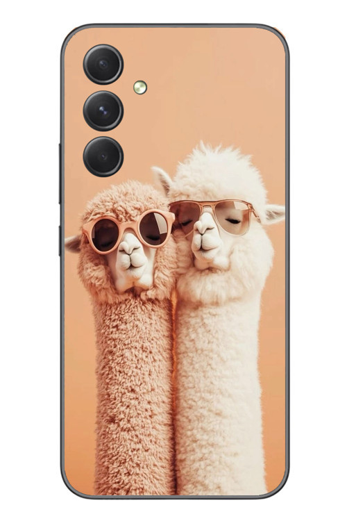 Samsung Galaxy A54 Uyumlu Sevgili Lamalar Baskılı Silikon Kılıf