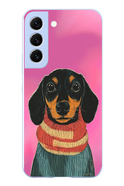 Samsung Galaxy S22 Uyumlu Sevimli Siyah Köpek Baskılı Silikon Kılıf