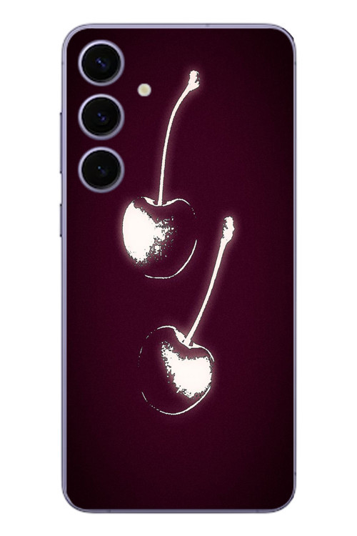 Samsung Galaxy S24 Plus Uyumlu İki Kiraz Baskılı Silikon Kılıf