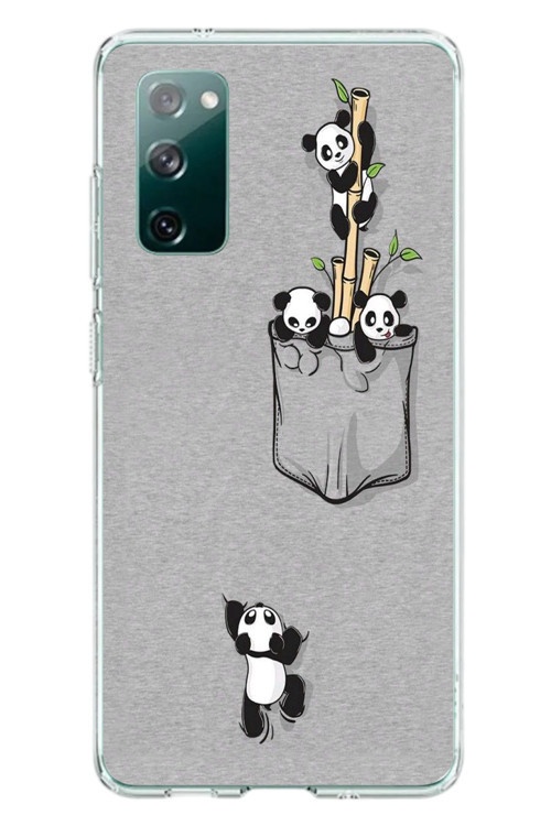 Samsung Galaxy S20 FE Uyumlu Cepli Panda Baskılı Silikon Kılıf