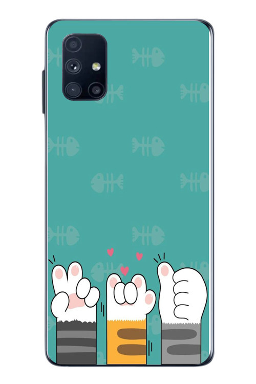 Samsung Galaxy M51 Uyumlu Kedi Patileri Baskılı Silikon Kılıf