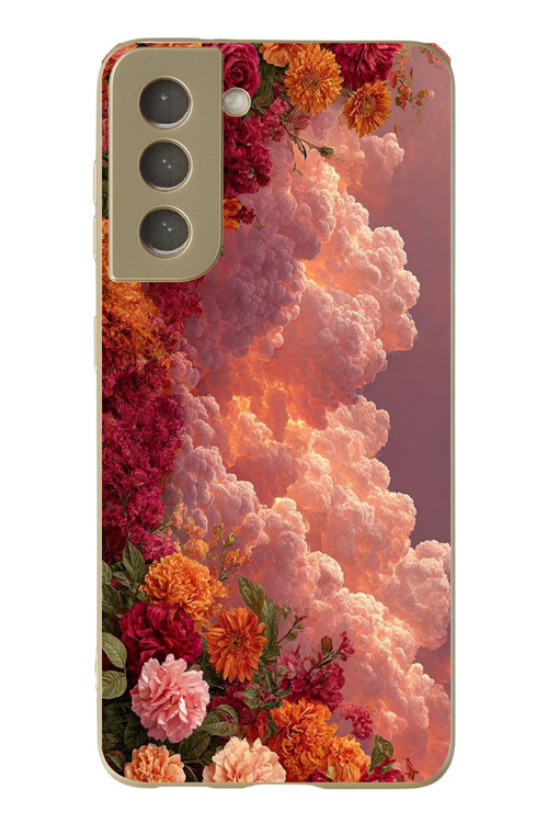 Samsung Galaxy S21 FE Uyumlu Güller ve Bulutlar Baskılı Silikon Kılıf