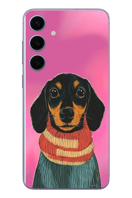 Samsung Galaxy S24 Plus Uyumlu Sevimli Siyah Köpek Baskılı Silikon Kılıf