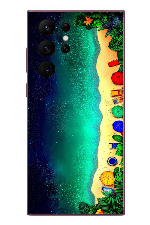 Samsung Galaxy S22 Ultra Uyumlu Tatil Kumsal Gecesi Baskılı Silikon Kılıf