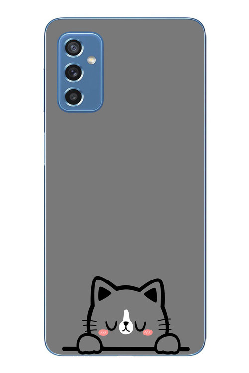 Samsung Galaxy M52 Uyumlu Uyuyan Kedi Baskılı Silikon Kılıf