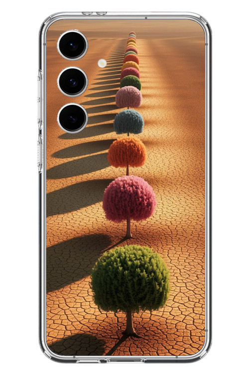 Samsung Galaxy S24 FE Uyumlu Sıralı Renkli Ağaçlar Baskılı Silikon Kılıf