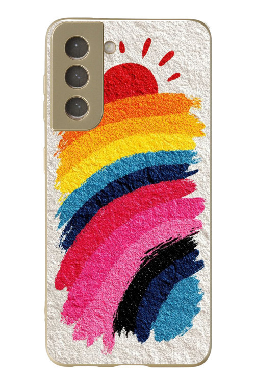 Samsung Galaxy S21 FE Uyumlu Güneşli Gökkuşağı Baskılı Silikon Kılıf