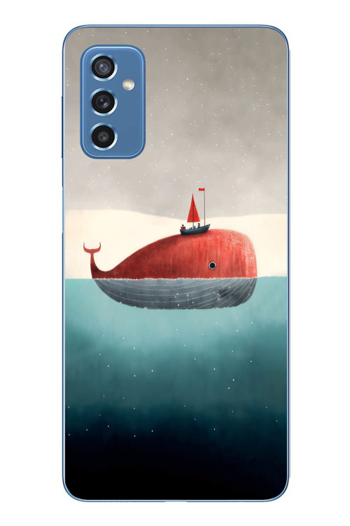 Samsung Galaxy M52 Uyumlu Balina Baskılı Silikon Kılıf