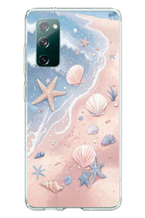 Samsung Galaxy S20 FE Uyumlu Deniz Yıldızı Kumsalı Baskılı Silikon Kılıf