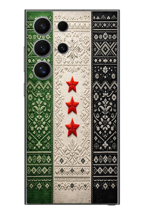 Samsung Galaxy S24 Ultra Uyumlu Suriye Bayrağı Dokuma Baskılı Silikon Kılıf