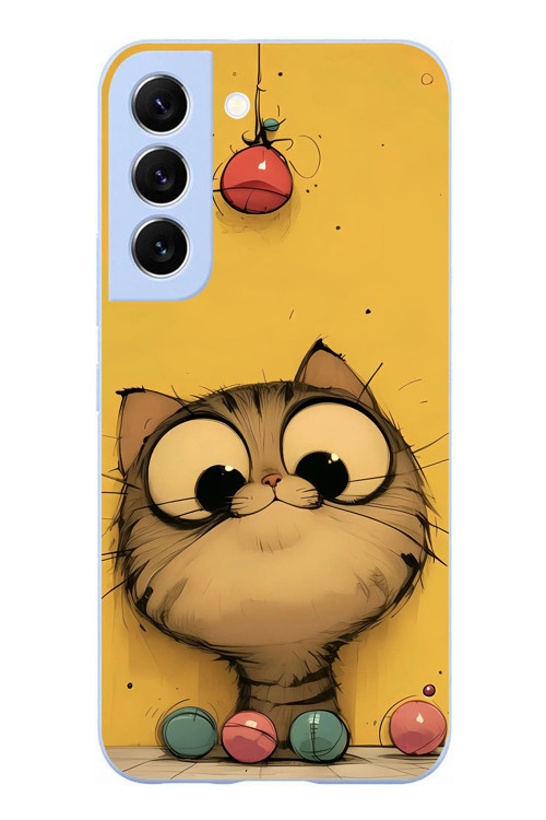 Samsung Galaxy S22 Uyumlu Kedi Çizgisi Baskılı Silikon Kılıf