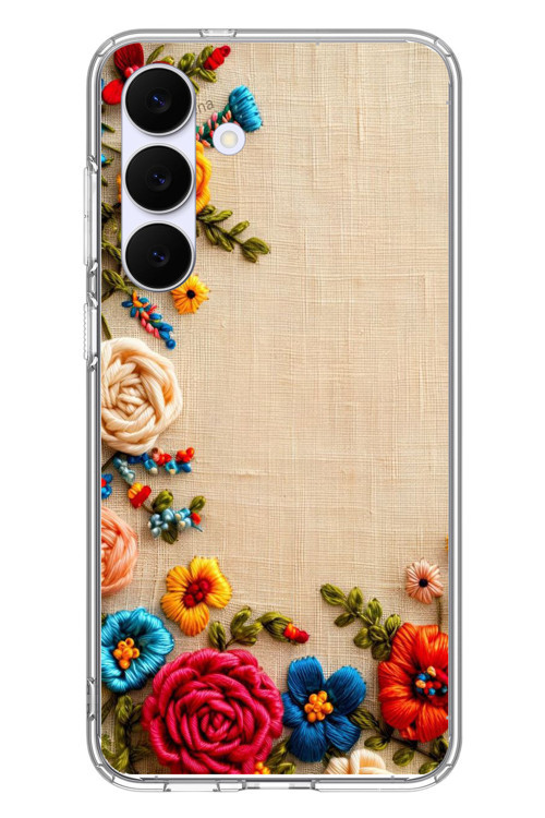 Samsung Galaxy S25 FE Uyumlu İşlemeli İğne Oyası Baskılı Silikon Kılıf