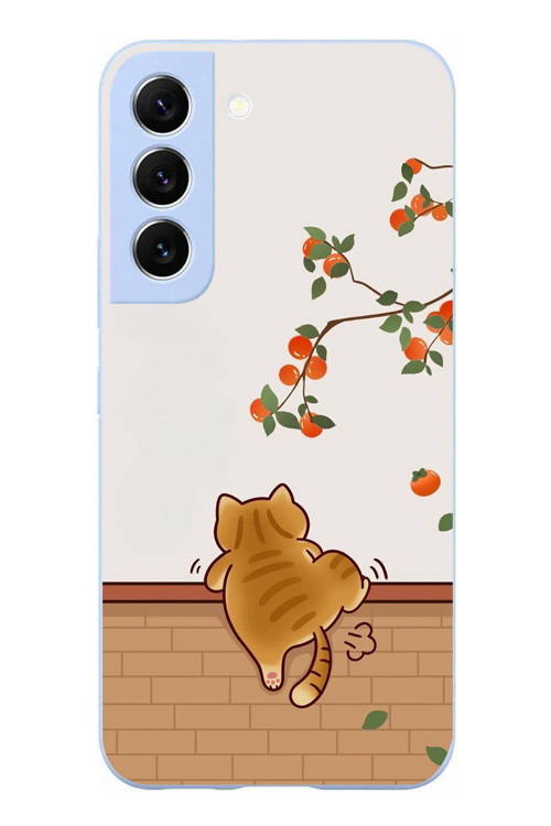 Samsung Galaxy S22 Uyumlu Kedi Tırmanıyor Baskılı Silikon Kılıf