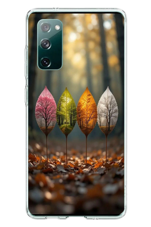 Samsung Galaxy S20 FE Uyumlu Dört Mevsim Yaprakları Baskılı Silikon Kılıf
