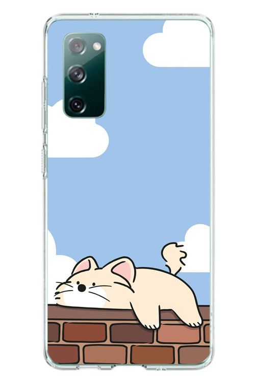Samsung Galaxy S20 FE Uyumlu Duvar Üstünde Kedi Baskılı Silikon Kılıf