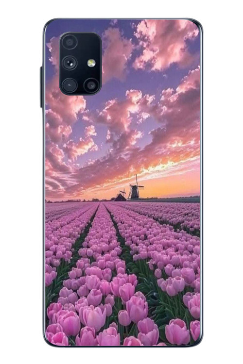 Samsung Galaxy M51 Uyumlu Lale Bahçesi Baskılı Silikon Kılıf