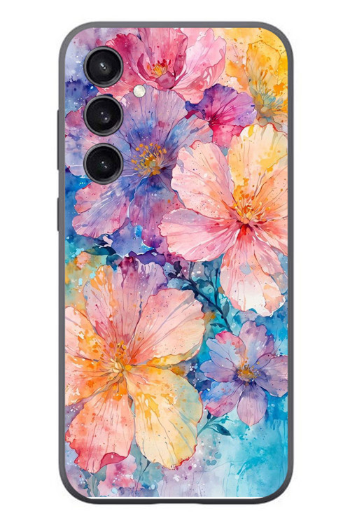 Samsung Galaxy S23 Uyumlu Yağlı Boya Çiçekler Baskılı Silikon Kılıf