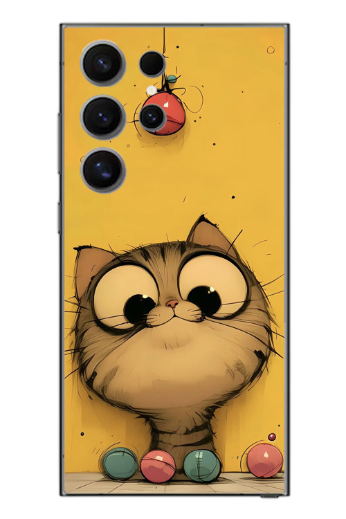 Samsung Galaxy S24 Ultra Uyumlu Kedi Çizgisi Baskılı Silikon Kılıf