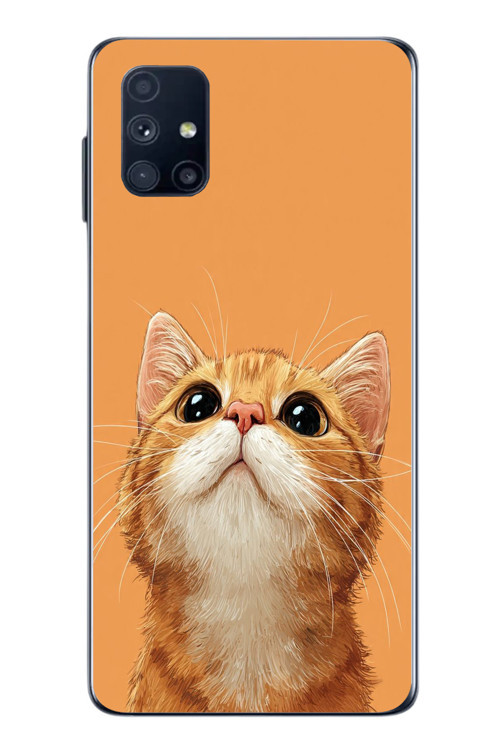 Samsung Galaxy M51 Uyumlu Masum Kedi Baskılı Silikon Kılıf