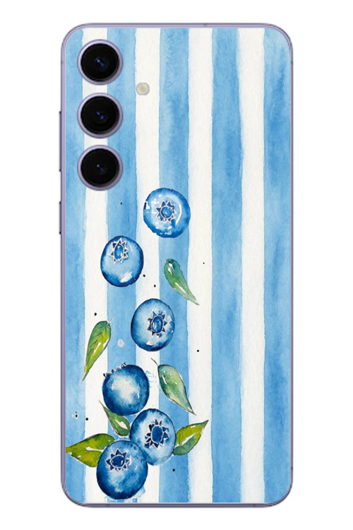 Samsung Galaxy S24 Plus Uyumlu Yaban Mersinleri Baskılı Silikon Kılıf