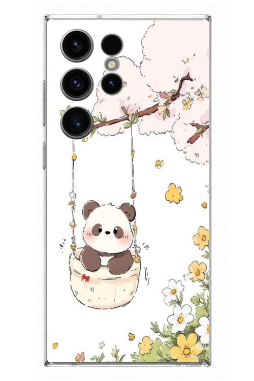 Samsung Galaxy S23 Ultra Uyumlu Sallanan Panda Baskılı Silikon Kılıf
