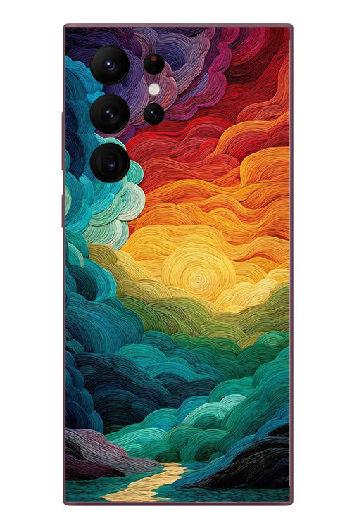 Samsung Galaxy S22 Ultra Uyumlu Gün Doğumu ve Batımı Baskılı Silikon Kılıf